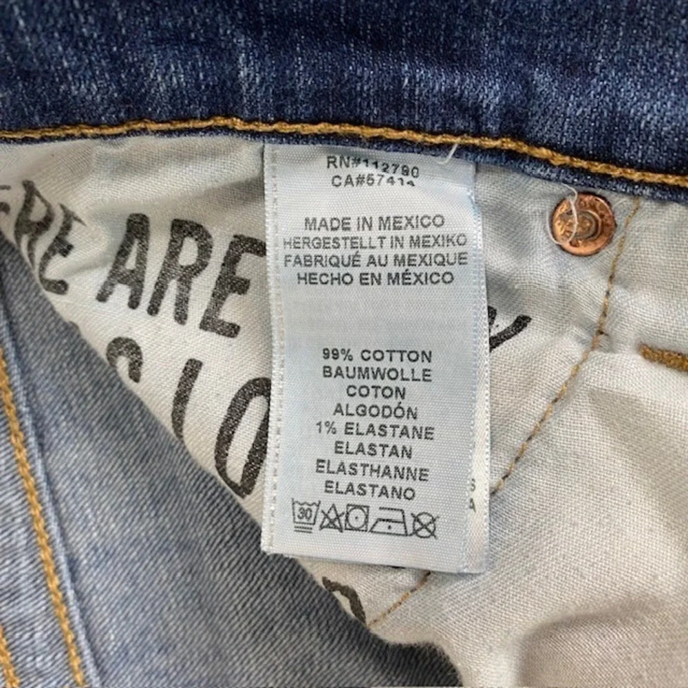 True‎ Religion Jeans Straight Leg Dark Wash Denim Horseshoe Pockets Size 38